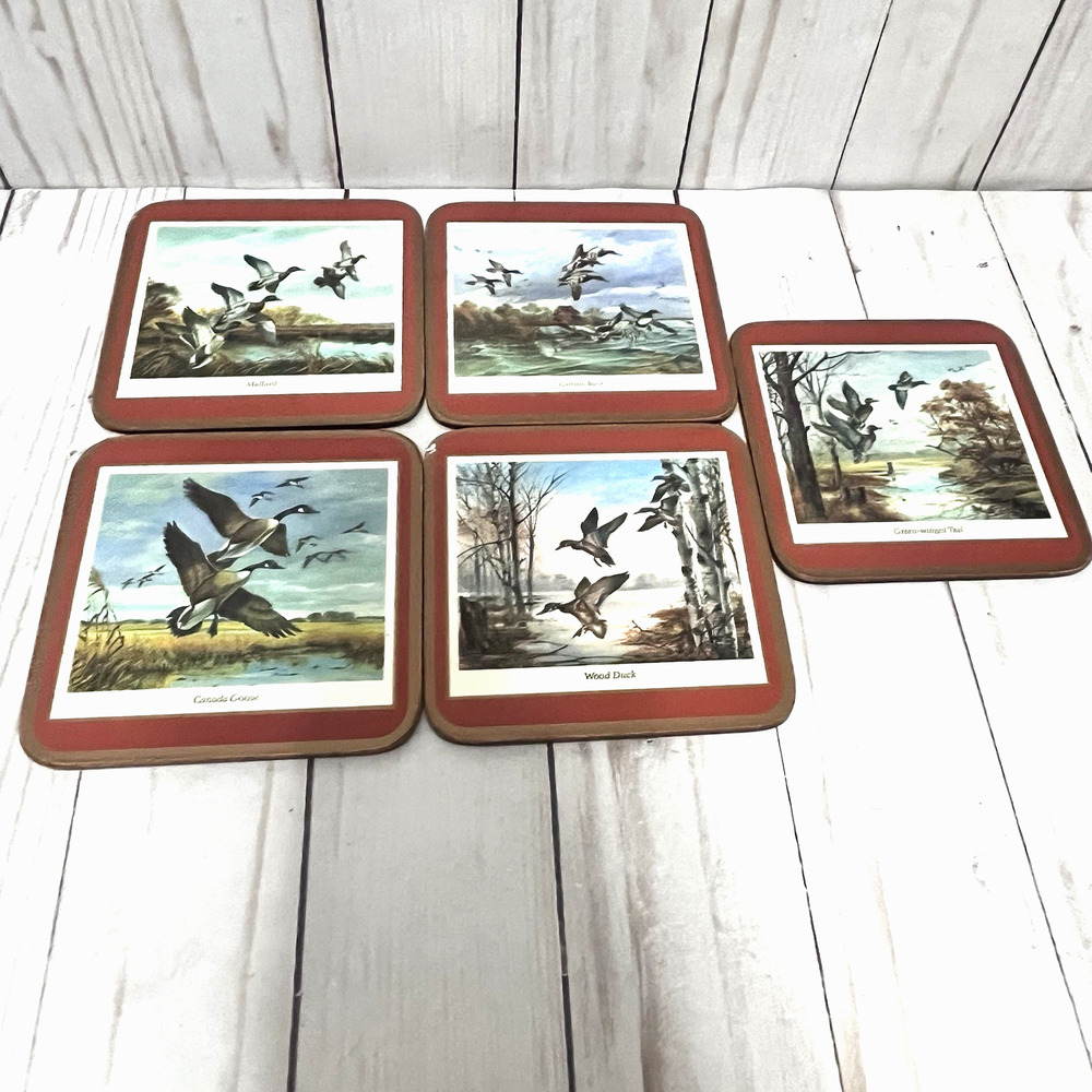 PIMPERNEL Game Birds Duck Mallard Goose 4" Coasters (Set Of 5) No Box Vintage